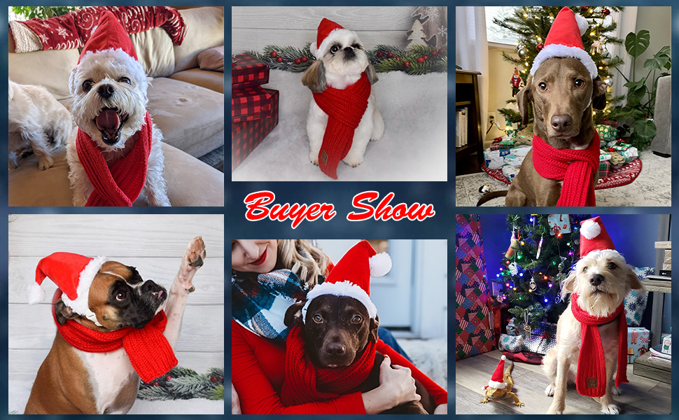 Набір новорічний для собак: шапка та шарф. Новорічний костюм для собак, шапка та шарф для малих, середніх та великих собак. Комплект новорічної шапки та шарфа для тварин.