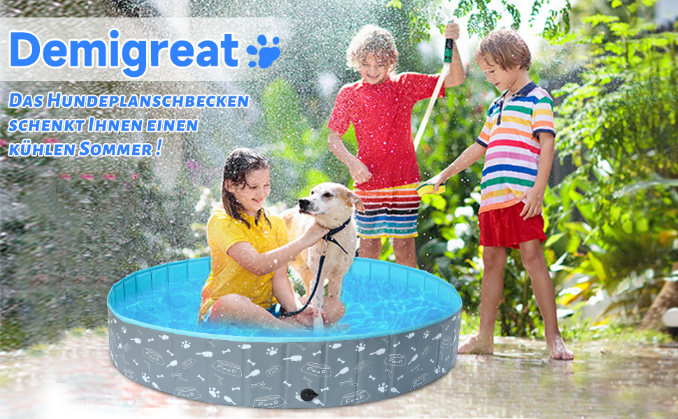 Надувний басейн для собак великих та маленьких порід, 80/120/160 см, складаний, портативний, екологічний PVC, форма кістки, розмір 160x30 см