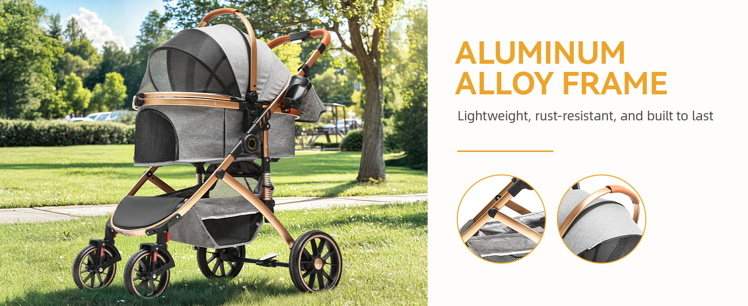 Візок для собак та котів 3-в-1 DWVO: візок, переноска, сумка. До 22 кг, сірий