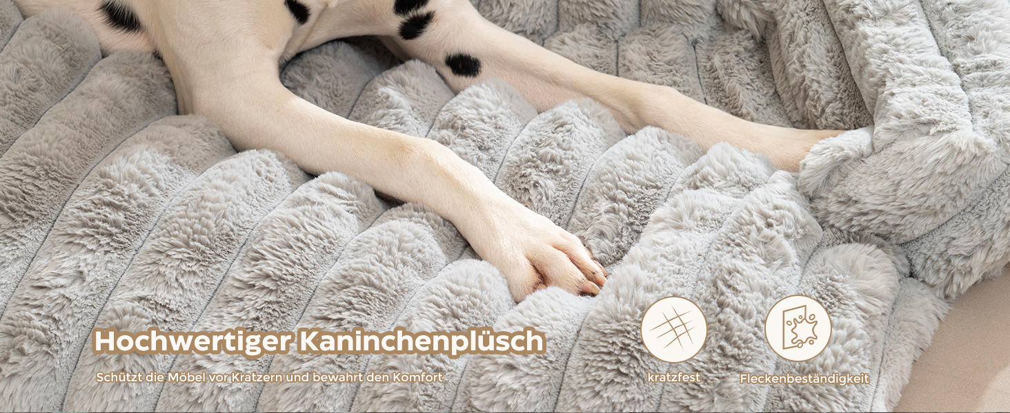 М'яке ліжко для собак Avont з плюшевим покриттям, підходить для собак та котів, знімний та пральний чохол, антиковзаюче дно (Світло-сірий, 105 x 18 x 95 см)