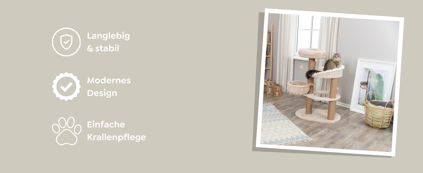 Кігтеточка TRIXIE Boho Filippo 114 см – багатоярусна кімната для котів з місцями для дряпання та іграми, затишні та стабільні місця для відпочинку – 44474