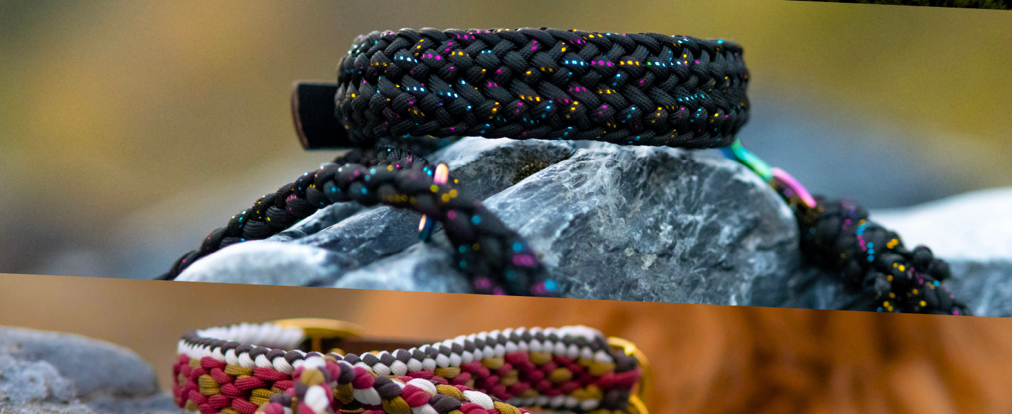 Нашийник для собак Ben&Bruno: широкий, регульований, ручної роботи, міцний, надійний, довговічний, з паракорду, для маленьких, середніх та великих собак, XL, багатокольоровий