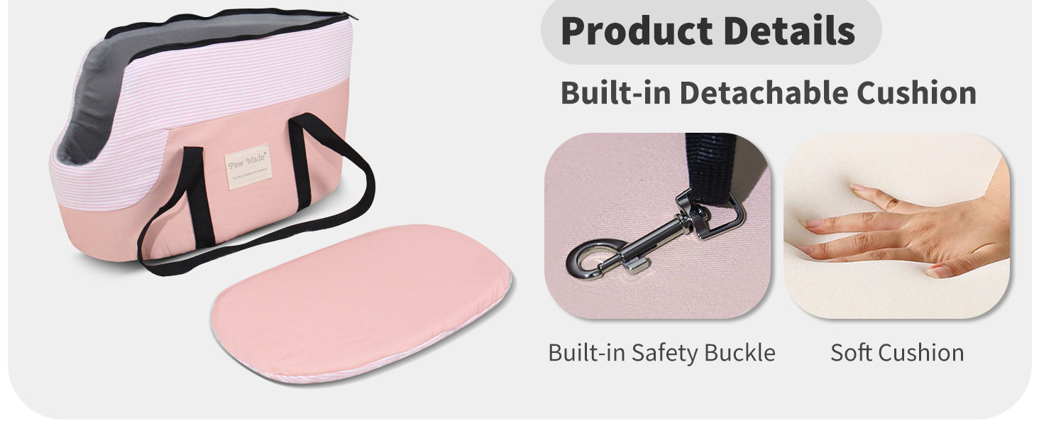 PETCUTE Сумка-переноска для собак, сіра, до 10 кг, з ременем безпеки та знімним підкладом