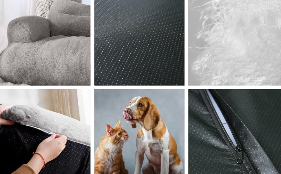 Кішка Софа Simba для котів та собак сірого кольору | З міні-подушкою | 70x48 см | Ліжко для котів та маленьких собак | М'яке, з достатньою підкладкою | Знімний чохол