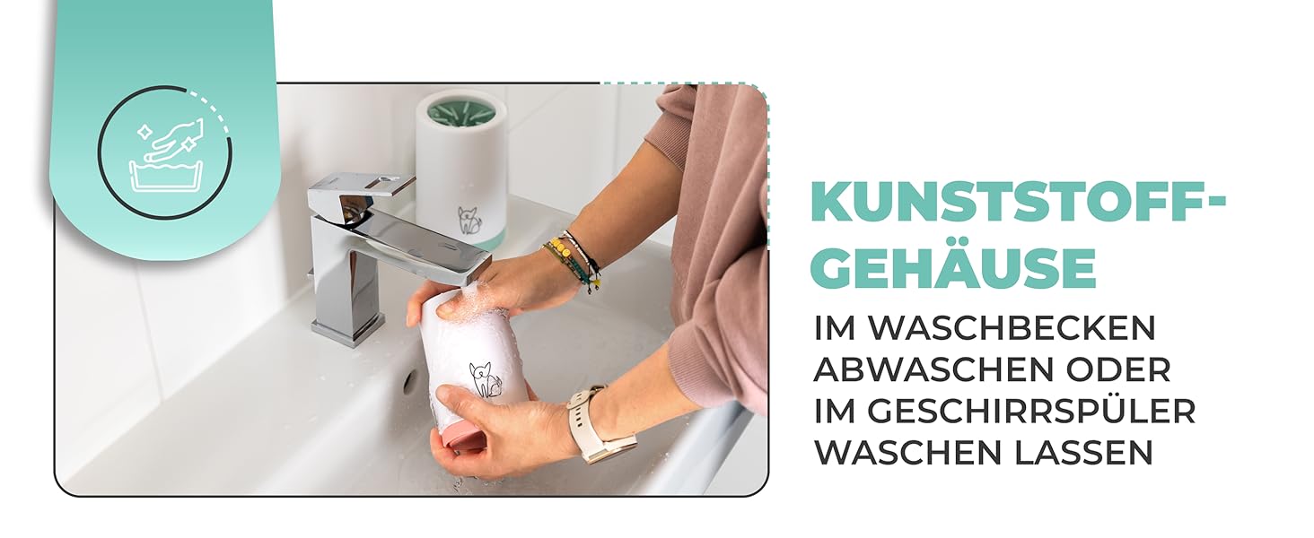 Очисник для лап тварин Maggie & Cooper (розмір S, колір: рожевий) | чисті лапки | з мікрофібровим рушником | 2 розміри | придатний для миття в посудомийній машині | м'які щітки