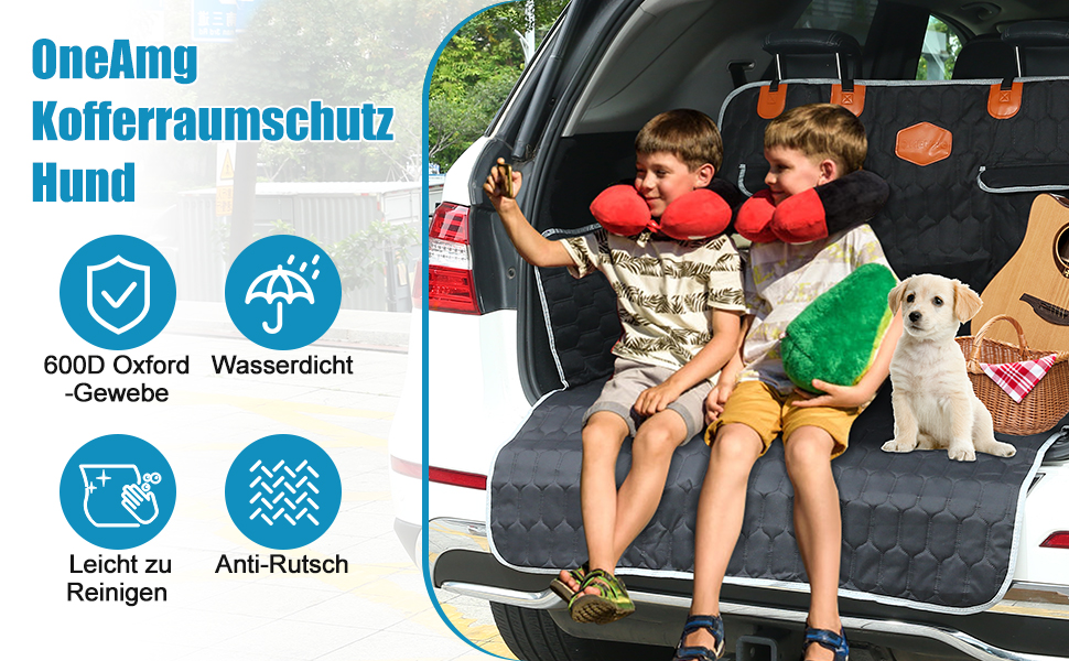 Захист для багажника автомобіля OneAmg для собак: килимок, нековзкий, водонепроникний, стійкий до подряпин, з мискою та сумкою для зберігання, 182x101см, чорний