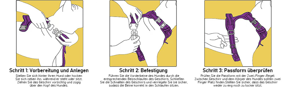 Шлейка для собак середніх порід FURRYFECTION, анти-тяга, регульована, з лінійкою, оксфорд, фіолетовий, M