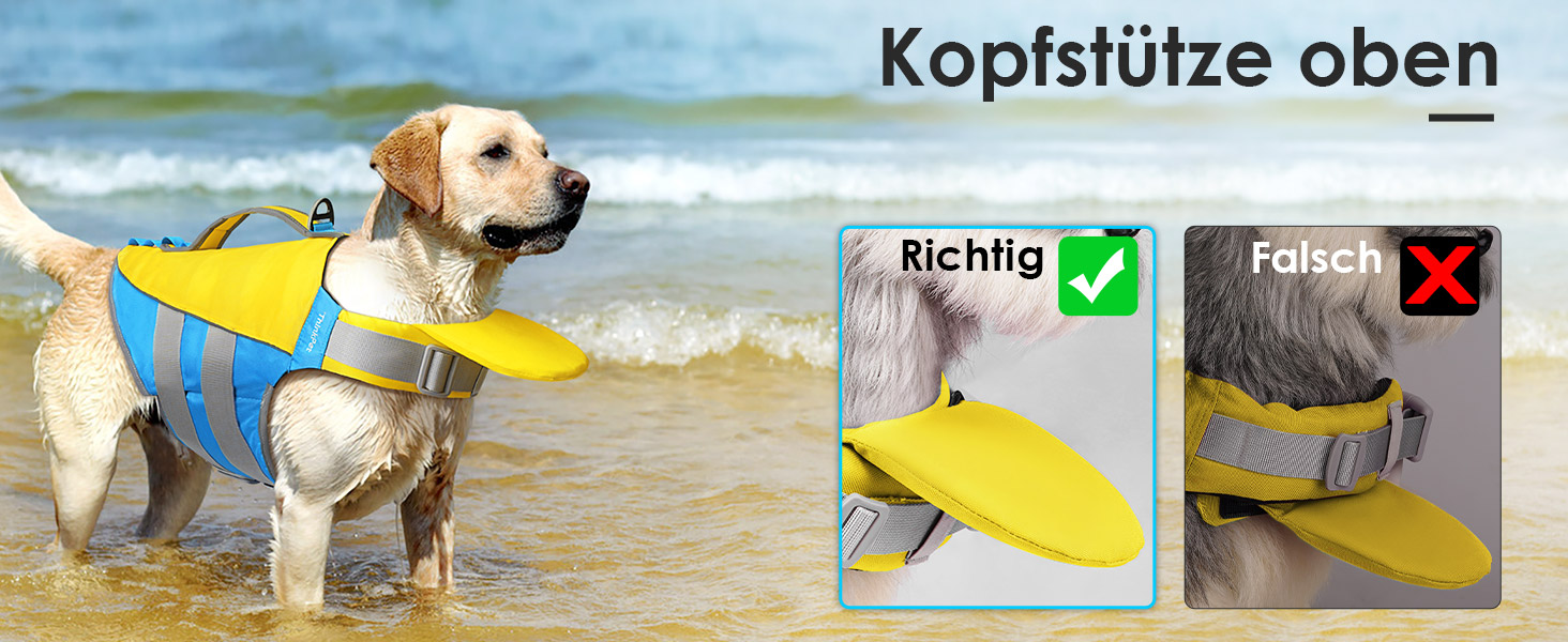 ThinkPet Жилет рятувальний для собак, світловідбиваючий, з регулюванням, для плавання (Жовто-блакитний, L)