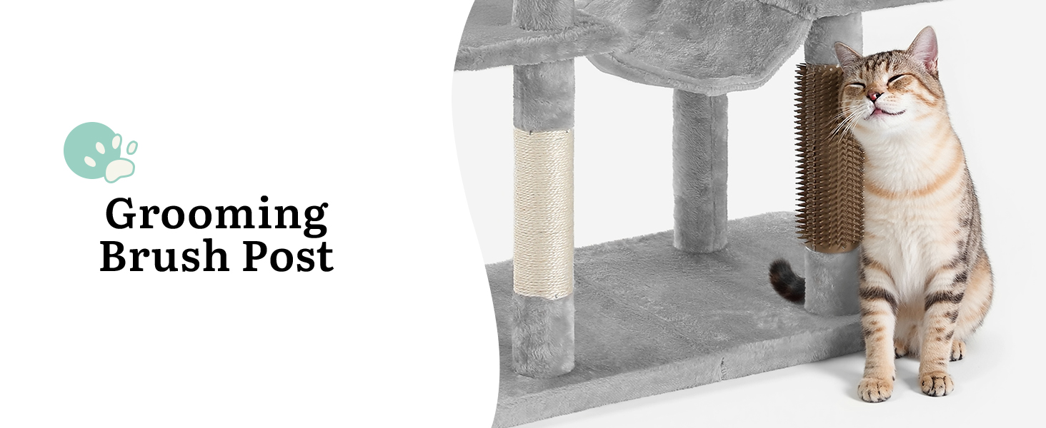 Котячий комплекс YITAHOME для великих котів з дряпалкою, будиночком та платформами, сірий, 157 см