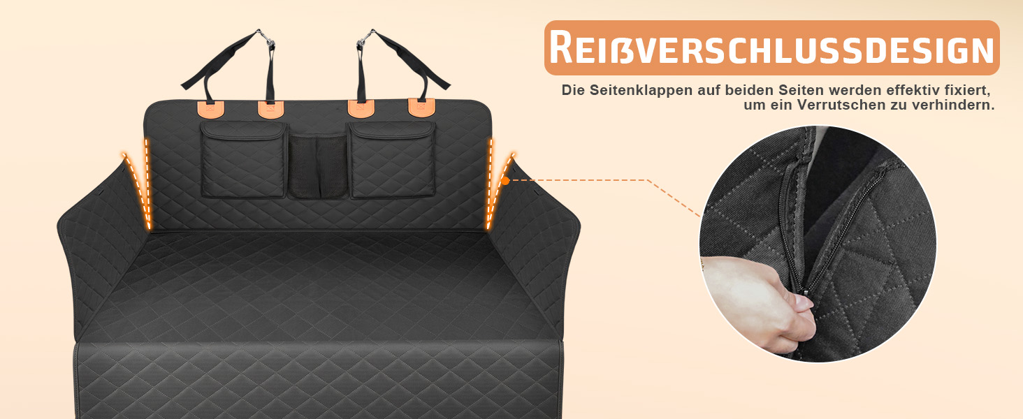 Накидка для собак у машину Gimars, 157x137 см, водовідштовхувальна, стійка до подряпин, універсальна, з передньою панеллю та оглядовим вікном, чорний & оранжевий, килимок у багажник