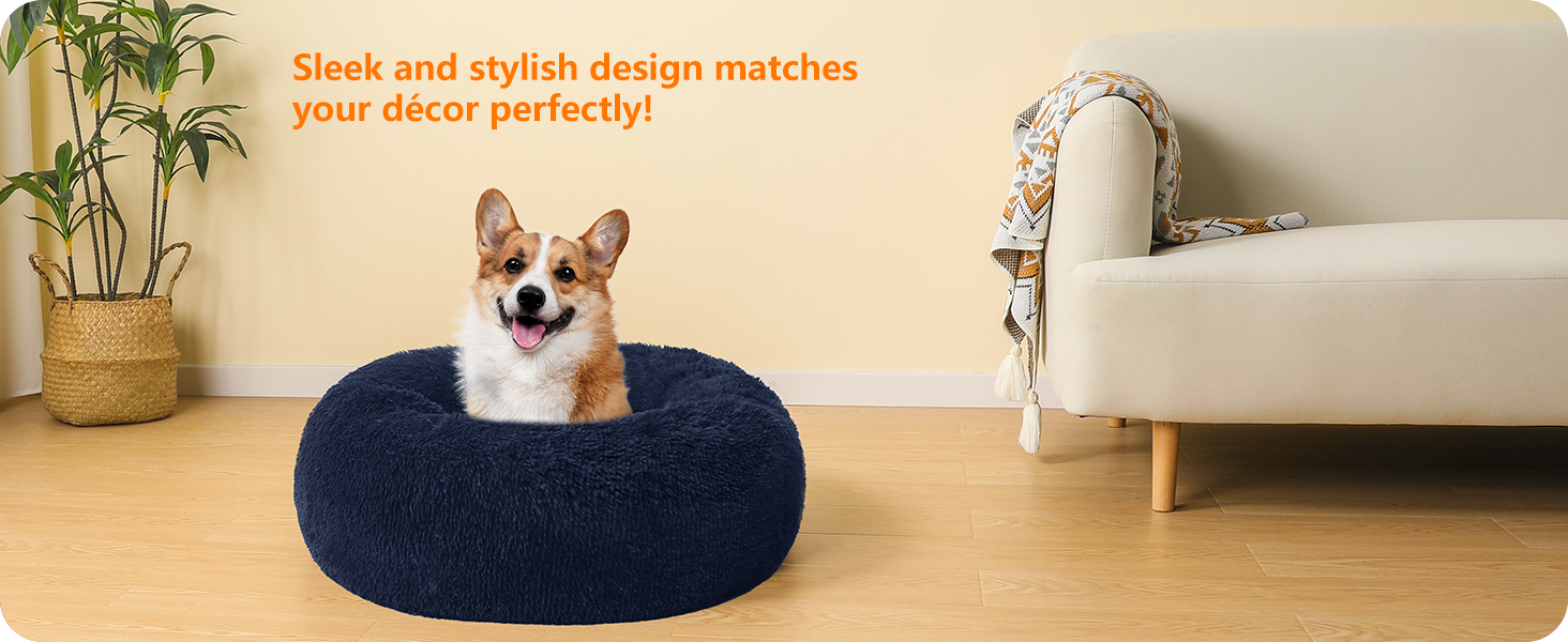 Ортопедичне ліжко для собак, кругле, м'яке, для котів та собак, 70 см, Navyblau (темно-синій)