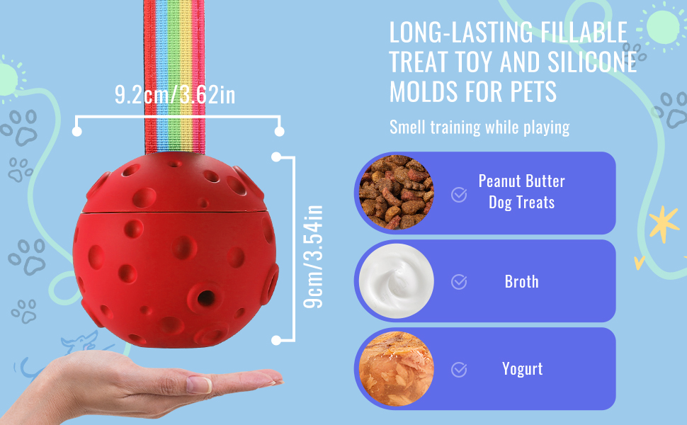Іграшка для собак Larimuer Schleckball: інтерактивна годівниця-іграшка з силікону (червона)