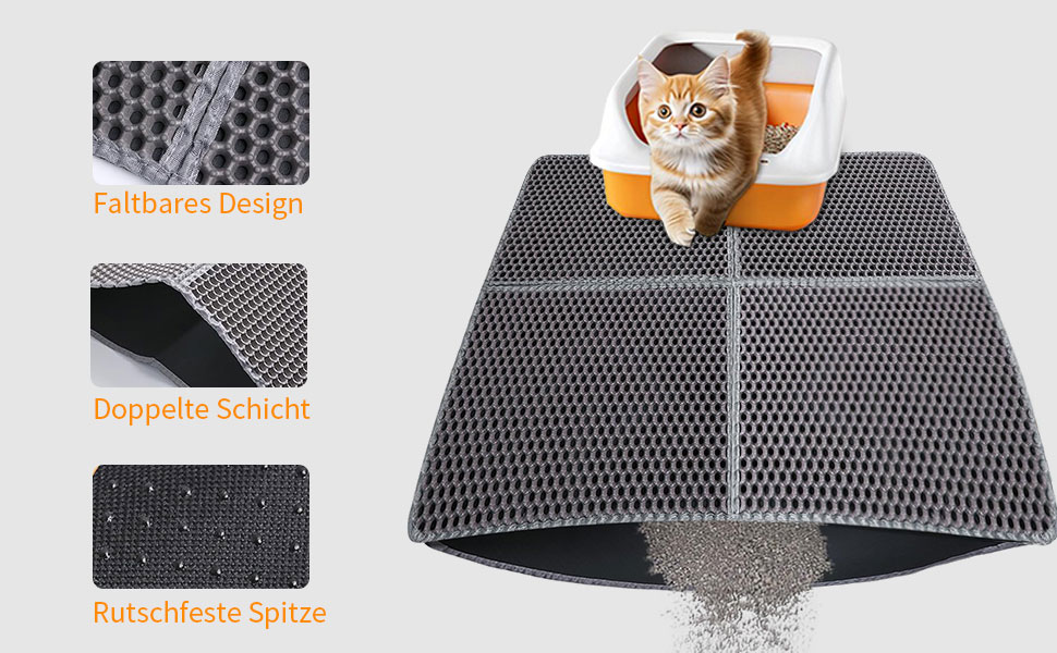 Килимок для котячого туалету Asoway Katzenklo, 76x61 см, з подвійним шаром, стільниковий дизайн, портативний, для котячого туалету
