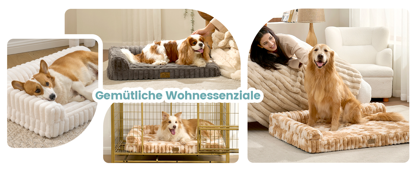 Ортопедичне ліжко для собак з штучним хутром, L-подібне, 76x51x15 см, Бежеве