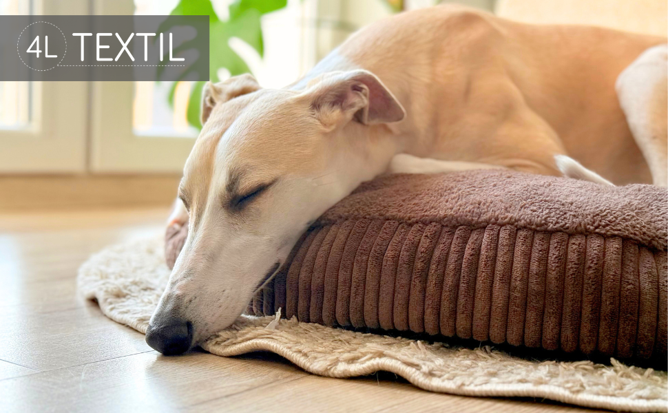 Ліжко для собак 4L Textil Vigo з капюшоном, печеринка для собак, ковдра, корзина для собак, спальний мішок для собак, корзинка для собак, матеріал: Cord, середні породи собак, з ковдрою (Темно-коричневий, L 90 x B 90 x H 12 см)