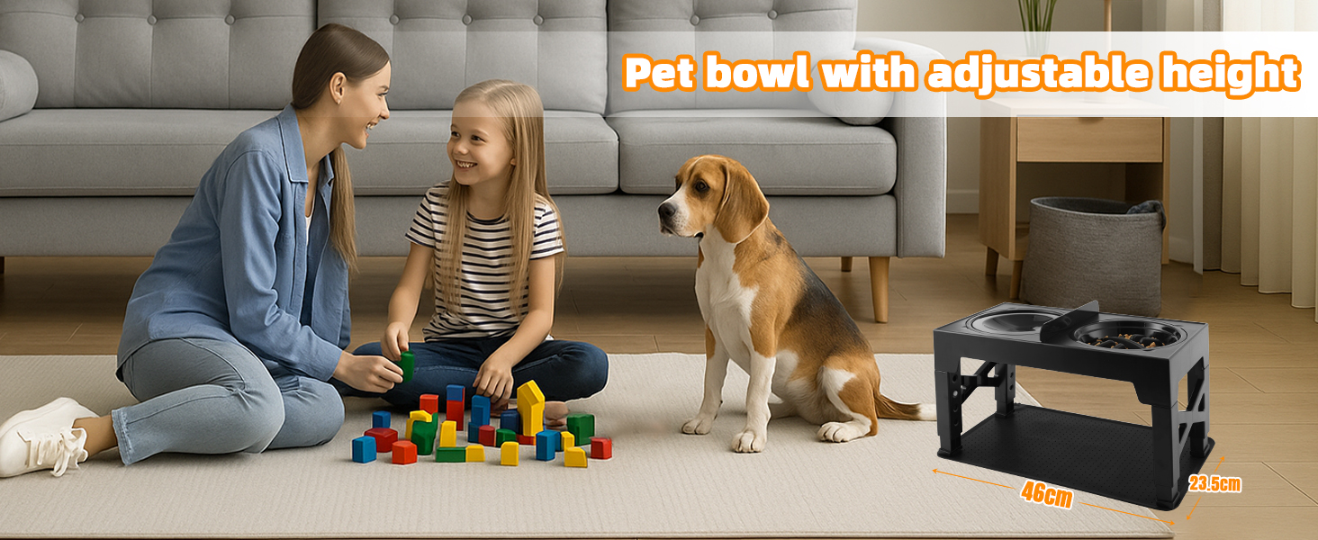 Підвищений годівниця для собак, регульована висота, великі породи - миска для води + миска протиковзаюча + дорожня миска & миска для корму - килимок, неслизька станція для годування середніх/великих собак