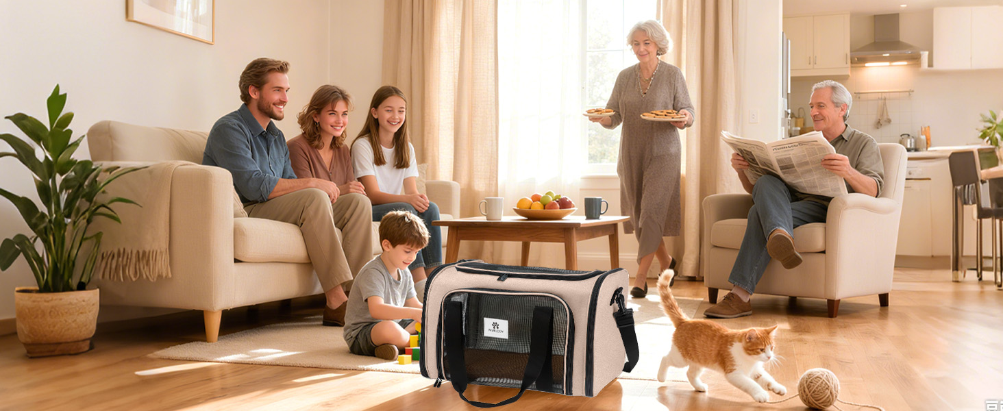 Транспортна сумка для котів та маленьких собак – складана, добре провітрювана переноска. Сумка для котів з водонепроникним вкладишем для безпечного транспортування до ветеринара, у подорожах та в автомобілі (Коричнева)