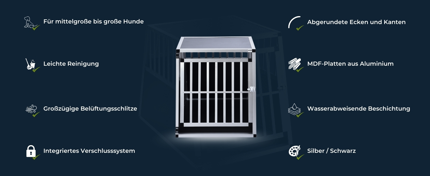 Транспортна переноска для собак Home Deluxe SKITO - M, 69x54x50 см, Алюміній/MDF, Срібно-чорний