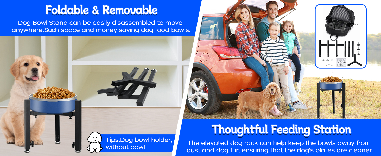 Підставка для корму для собак Triangle, регульована висота, метал, стабільна та протиковзна