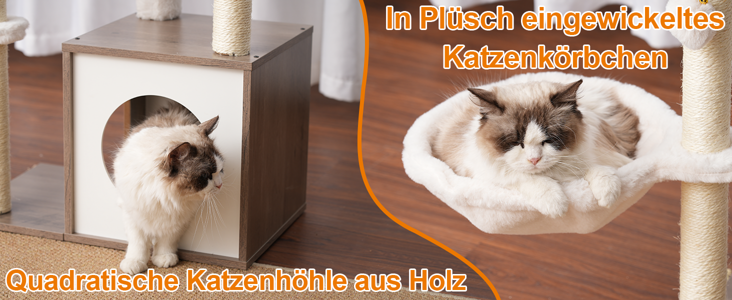 Дряпка для котів Heybly з платформою 30x50 см, когтеточка з будиночком та сизалевими стовпчиками, стабільна та безпечна для кошенят та середніх котів, колір: сіро-коричневий HCT007SSR (Greige)