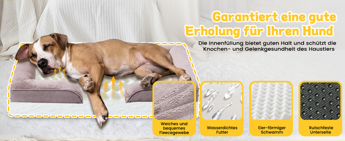 Ортопедичне ліжко для собак середніх та великих порід 109x84x21 см, високощільна губка, знімний водонепроникний чохол, комфортне, антиковзаюче (Хакі, XL)
