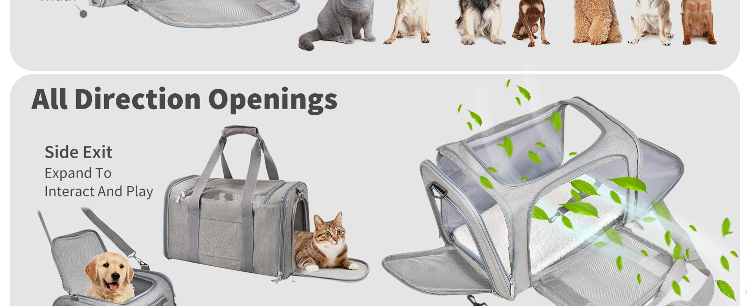 Транспортна сумка для кота/собаки PETCUTE, чорна, L, з підкладкою та плечовим ременем