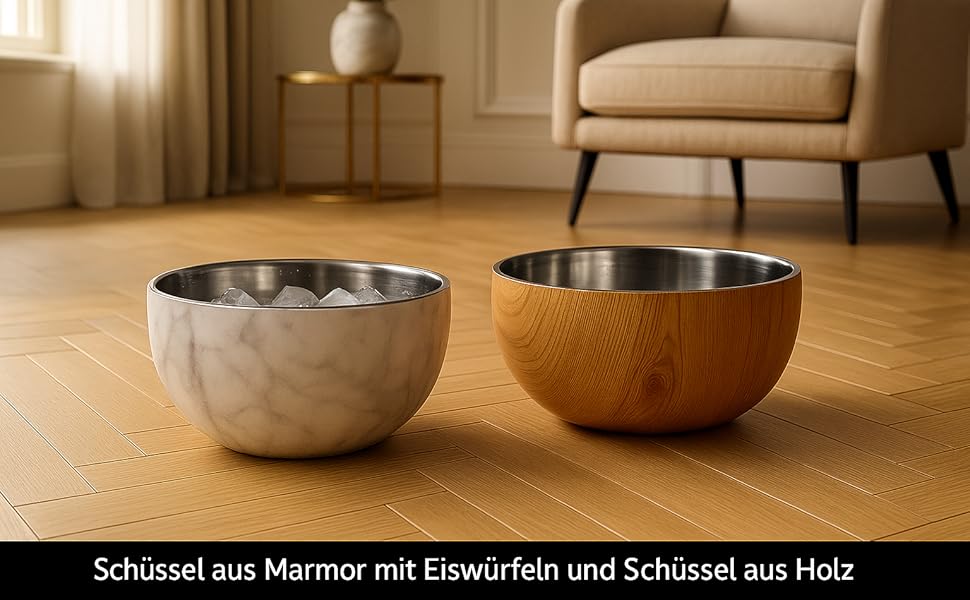 Німецький миска для собак Flamingo з нержавіючої сталі, 700 мл, Ø15,5 см, з подвійними стінками для тривалої свіжості, з антиковзким покриттям, придатна для миття в посудомийній машині, дерев'яна підставка Oase