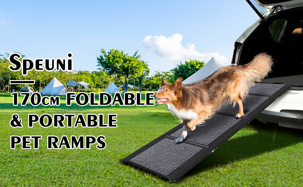 Рампа для собак у автомобіль, 170 см, складана, з антиковзким покриттям, для легкових автомобілів, позашляховиків, вантажівок (170 * 44 см)