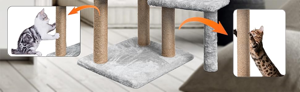 Кліматичний комплекс для котів Kratzbaum, 145 см: кігтеточка, ігровий центр, ліжечко, печера, платформи, сіза колона, для кошенят та котів