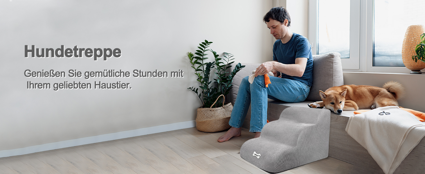 Сходинка для собак Galatée: м'яка, зручна, знімний чохол на блискавці, для легкого підйому, сірого кольору