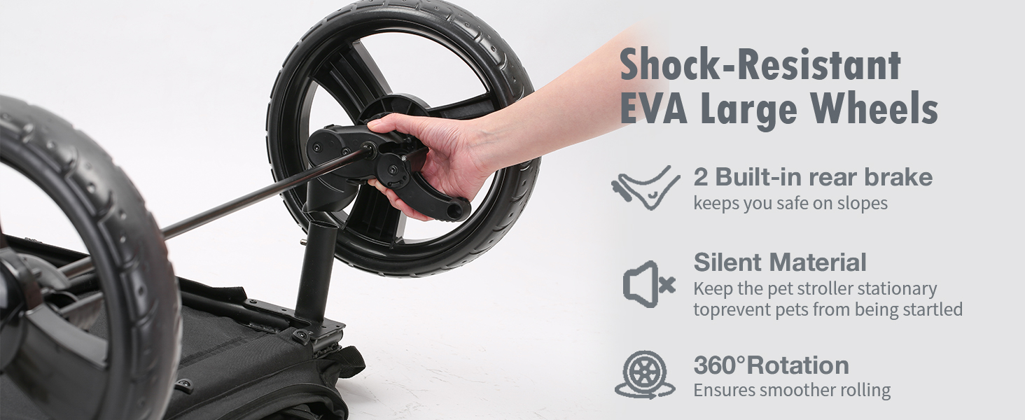 Візок для собак EchoSmile для середніх та великих собак до 70 кг, сірий, складний, з сітчастими віконцями та регульованою ручкою, 4 проходимі колеса