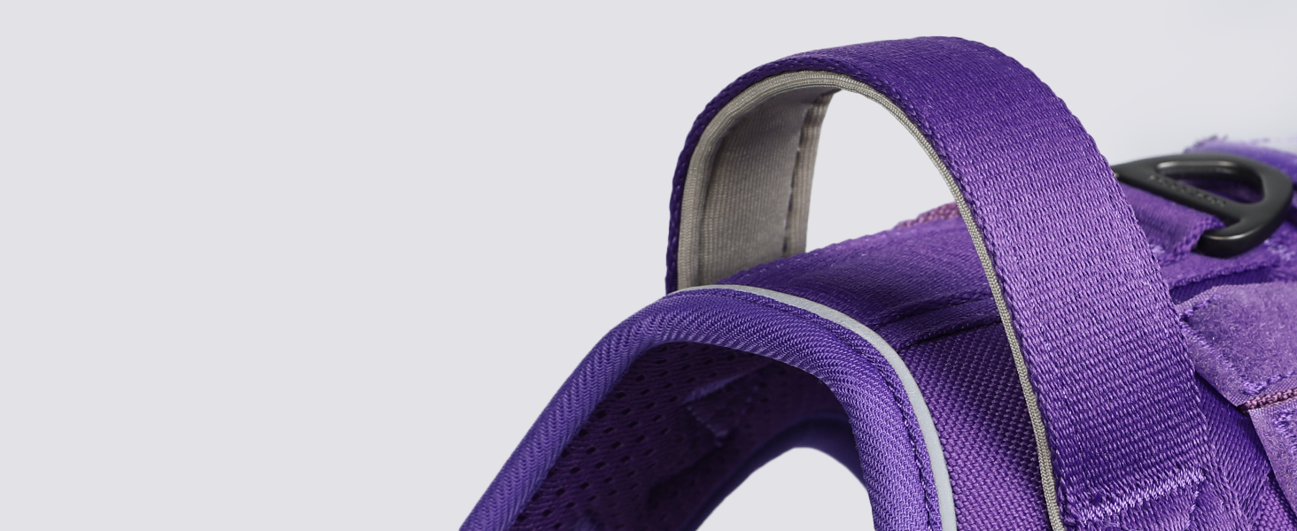 Нагрудник для собак Rabbitgoo середнього розміру, анти-тяга, регульований з ручкою, міцний, тактичний, з металевими пряжками для прогулянок (M, фіолетовий)