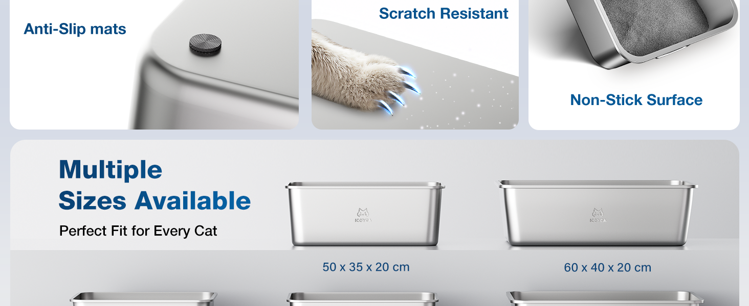 Котлочистка для котів ValuePro, нержавіюча сталь, XXL, 45x35x15 см, безперешкодна, антипригарне покриття, без запаху, легко мити