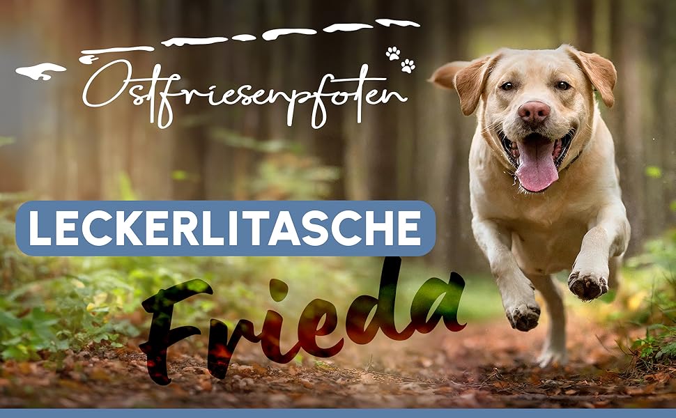 Футляр для ласощів для собак Ostfriesenpfoten® 'Frieda' з якісної штучної шкіри, чорний, розмір L. Зручний магнітний замок EasyOpen, гастрономічна сумка для собак.