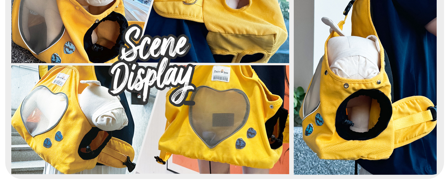 PETCUTE Сумка-переноска для собак і цуценят, жовта, регульована, дихаюча, для прогулянок та активностей на відкритому повітрі