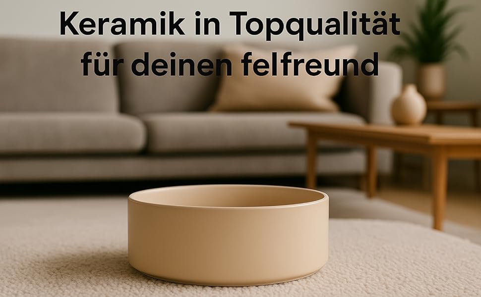 Миска для собак з кераміки, середніх порід, 800 мл, неслизька, стильна, бежева, Flamingo Eram, Ø16 x H6,5 см