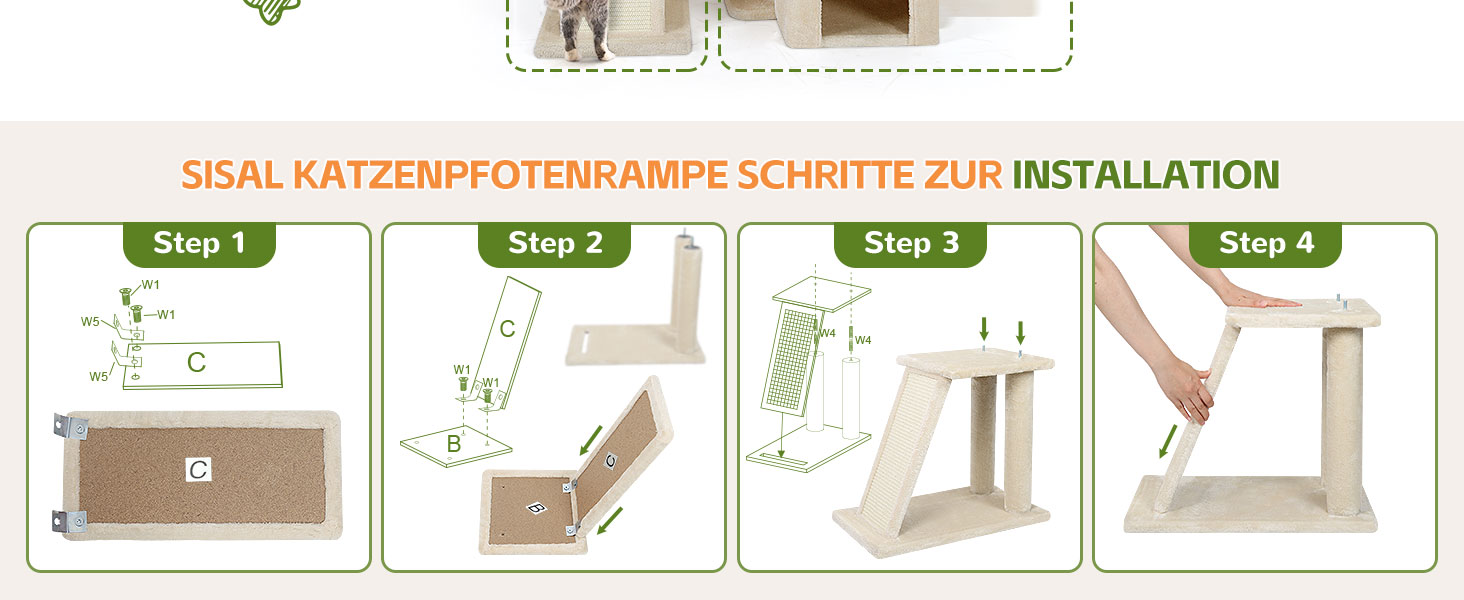 Драбина-кіготь Globlazer для котів XL, бежева, з 2 будиночками, платформа, іграшки, для великих котів та сениорів