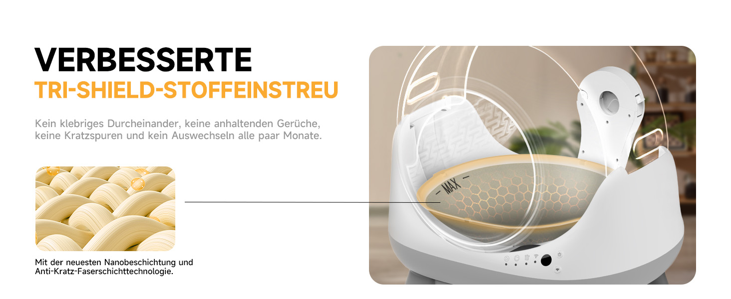 Автоматичний лоток для котів ELS PET з самоочищенням, захистом від розльоту, керуванням через додаток, без запаху, з килимком для котячого туалету та пакетами для сміття (для кількох котів) (Чорний та Сірий) (Білий Сірий)