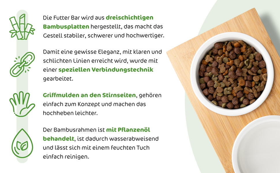 Миска для котів та тварин Giriniwee з бамбукового каркасу, 2 керамічні миски по 400 мл, піднята подвійна миска для кошенят, собак