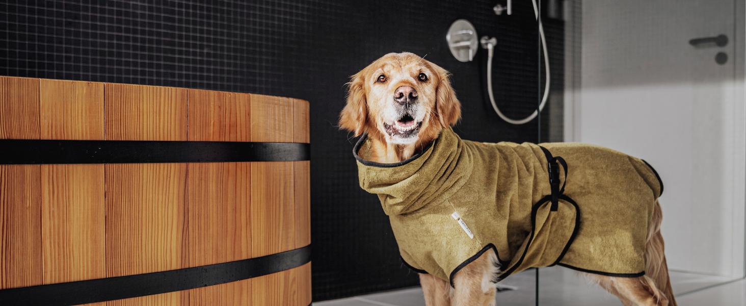 Рушник для собак Rudelkönig з 100% бавовни, великий, поглинаючий, хакі, розмір L