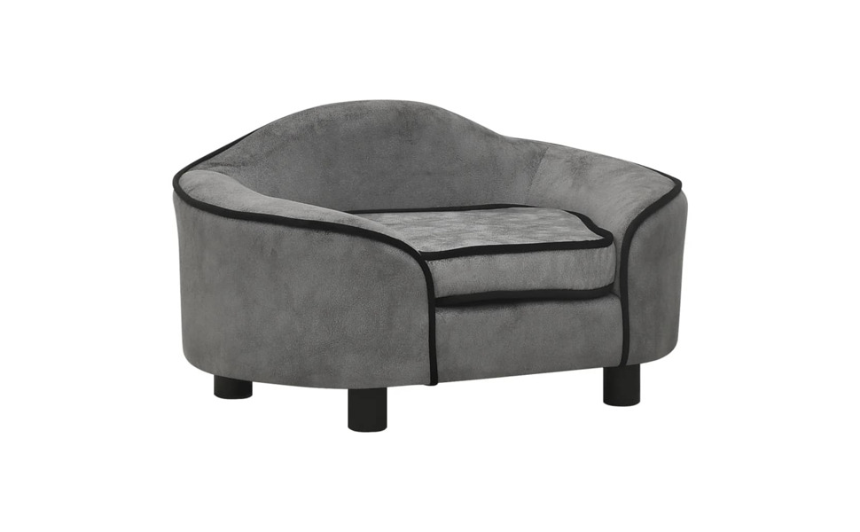 Софа для собак VidaXL 67x47x36 см, плюшеве ліжко для котів та собак (сірий)