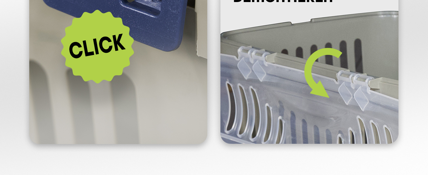 Транспортна переноска для кота Snugsy - Автомобільна переноска для котів з ручкою та затискачами - Пластикова переноска 49x34x32 см сірого та кремового кольору