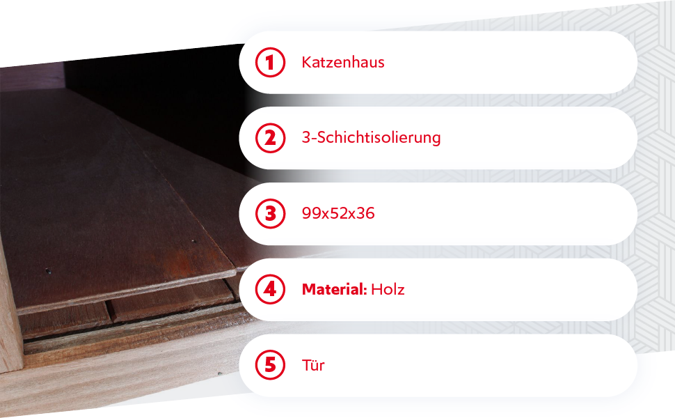 Дім для котів Wiltec великий 99 x 52 x 42 см з дерева, котяча хатинка для саду або тераси, ізольована та стійка до погодних умов, котяча печера