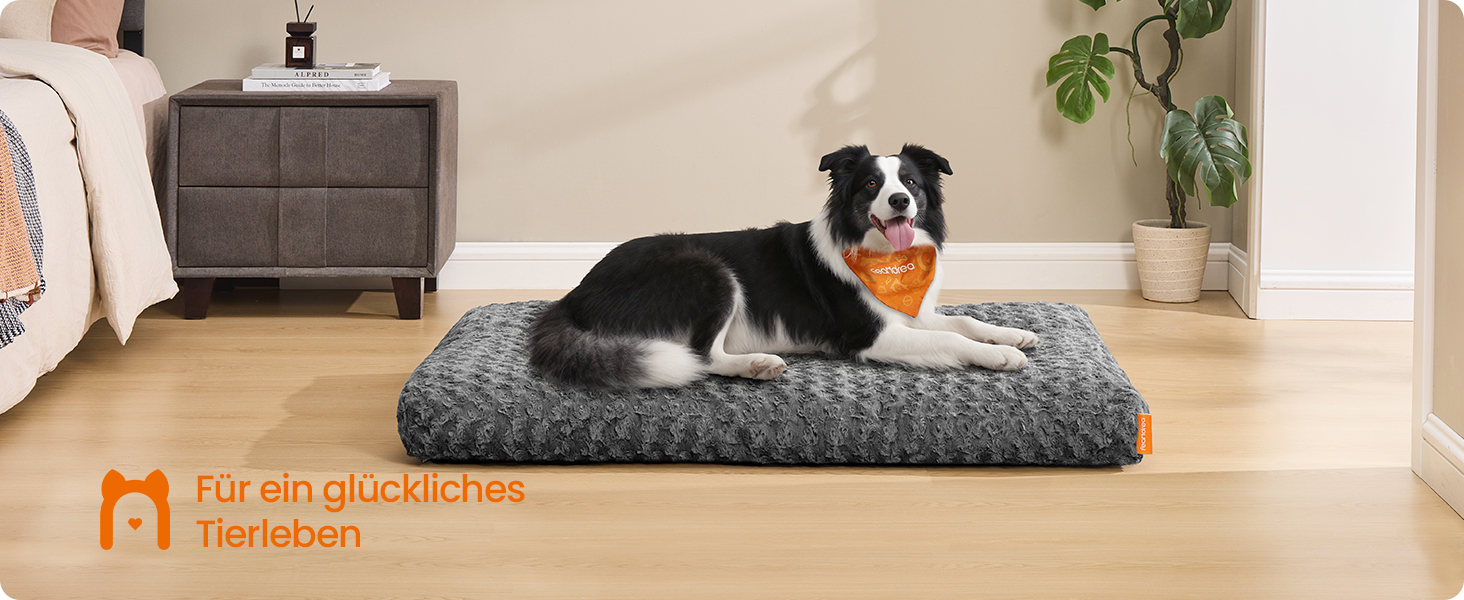 Ліжко для собак Feandrea XL, м'яке килим-матрас для великих собак, 110 x 73 см, сірий, PGW293GN01