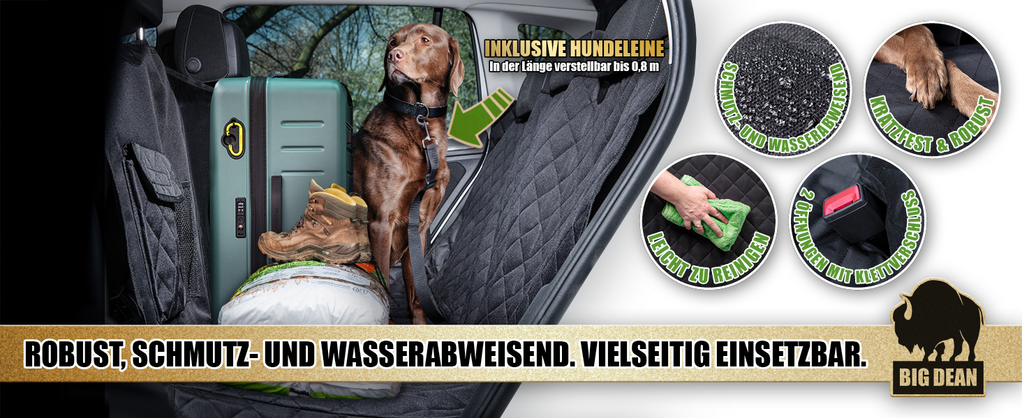 Захисна накидка на заднє сидіння авто BigDean Premium - водовідштовхувальна, для собак, універсальна