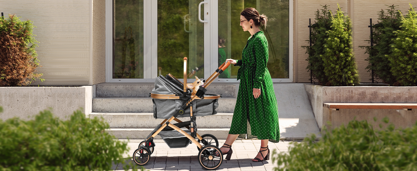 Візок для собак YITAHOME 3 в 1, до 20 кг, складаний, сірий