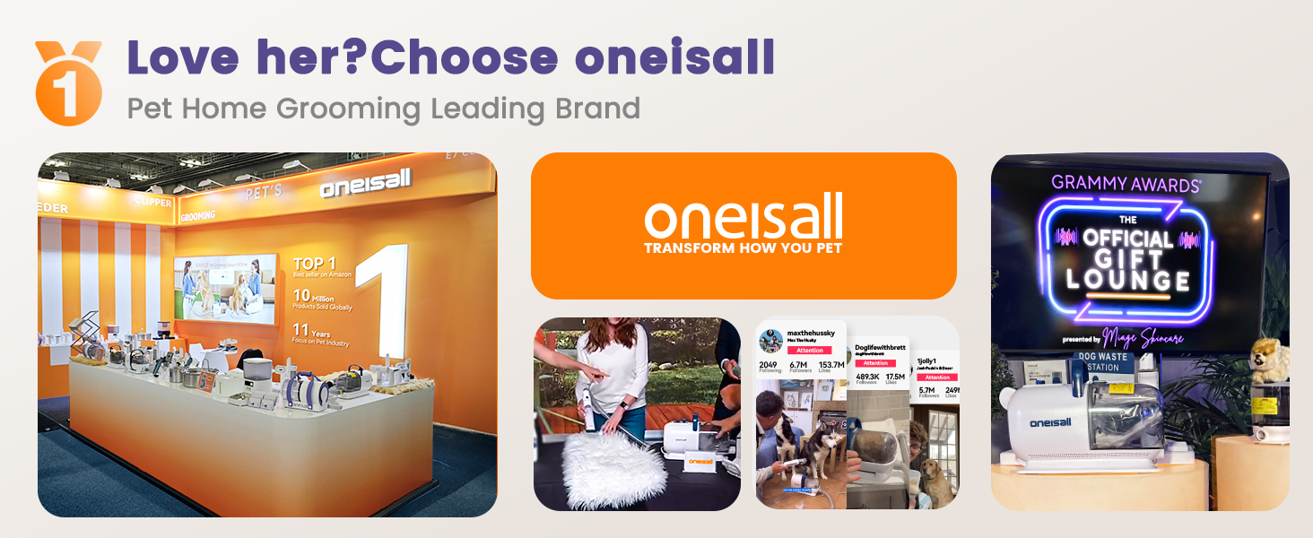 Набір для догляду за собакою Oneisall – пилосос для видалення шерсті з 4 насадками, фіолетовий