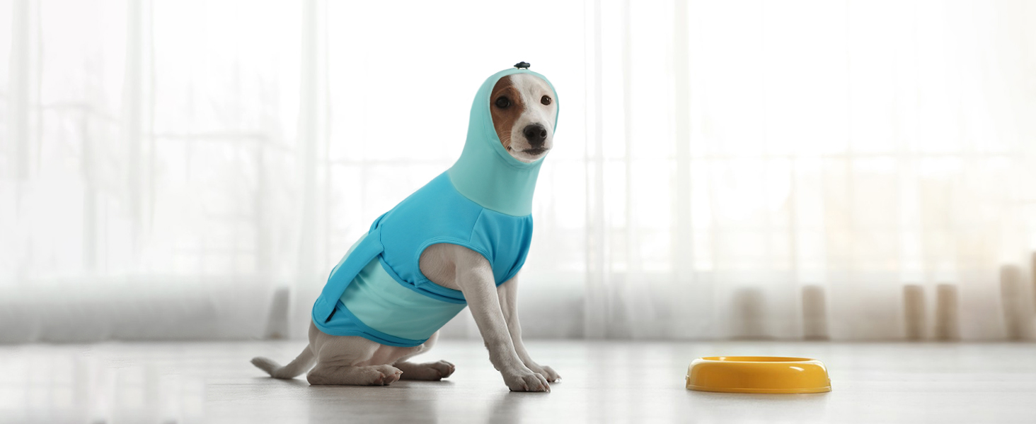 Подовжувач тривожності для собак Hoodie, теплий одяг для собак проти страху феєрверків, жилет для маленьких собак, антистресовий одяг з високим коміром, захист вух для собак, синій (XS)