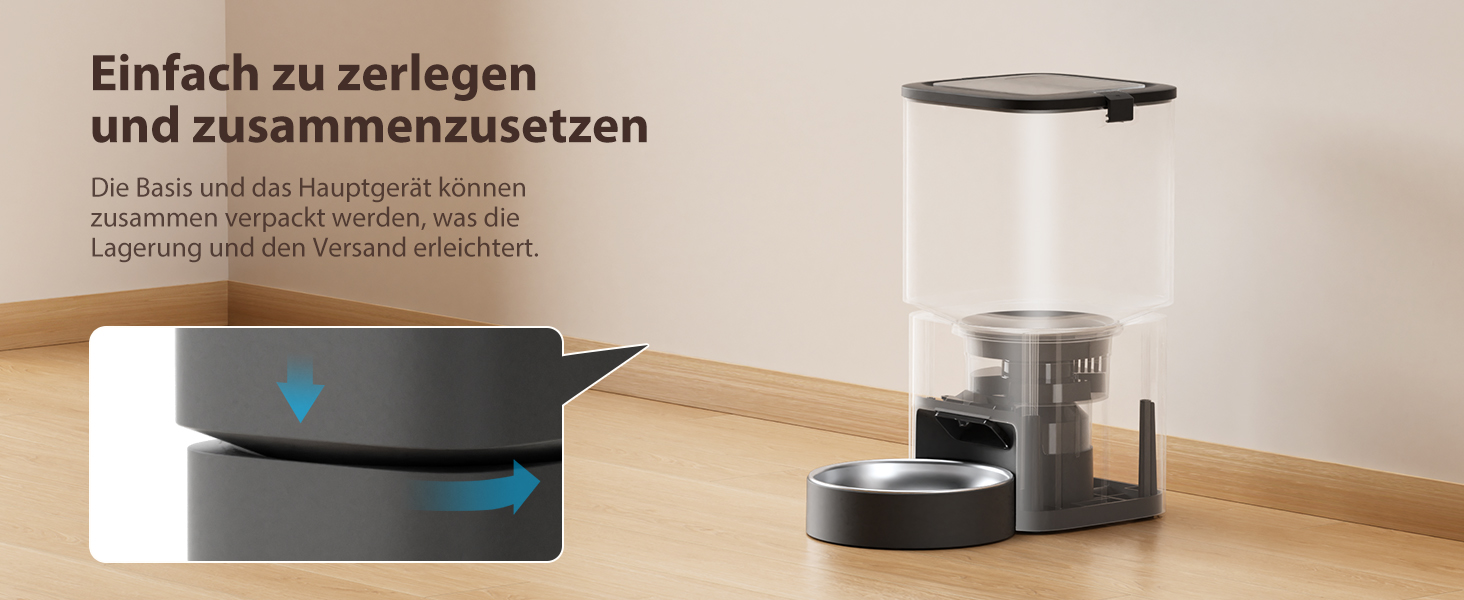 Автомат для годування котів та собак, 5л, чорний. Інтелектуальний диспенсер з програмуванням до 10 прийомів їжі на день