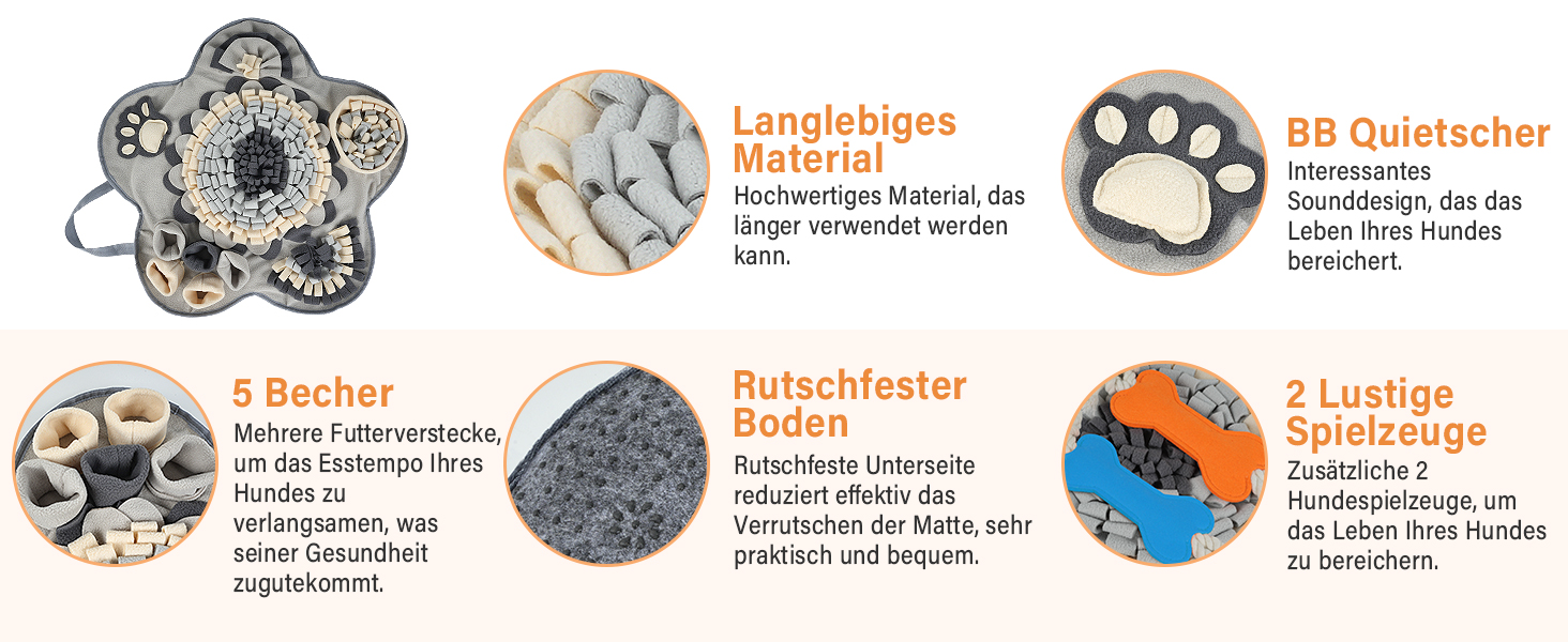 Килимок для носа собак Schnüffelteppich Grey 60*60: інтелектуальна іграшка-килимок для собак